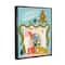 Stupell Industries Whimsical Fireplace Merry Christmas Framed Floater Canvas Wall Art